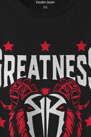 Unisex Tişört Greatness Roman Reigns Gym Spor Fitness Siyah Baskılı T-shirt 001