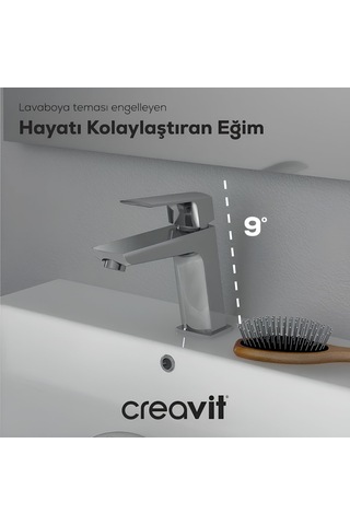Creavit Slope Lavabo Banyo Eviye Bataryası 3'lü Set SP1500-SP2500-SP8502 Krom