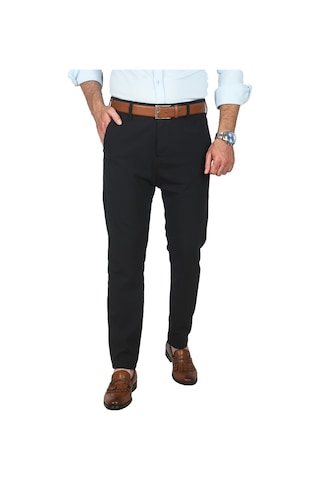 Deepsea Erkek Lacivert İtalyan Kesim Tüylenmez Likralı Spor Pantolon Esnek Kumaş Bilek Boy Boru Paça Klasik Pantolon 2502005 Lacivert