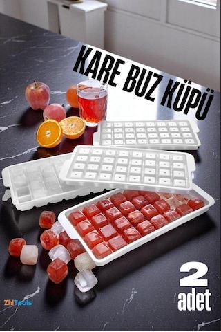 Zhltools Buz Kalıbı Kare İçecek Buz Kalıbı - Mutfak Buz Kalıbı Kolay Çıkarılır Buz Kalıbı 2 Adet Beyaz