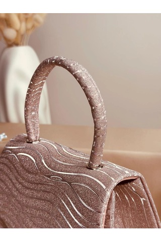 Elora Atelier Elora Liora Dalga Desenli Pudra Rose Gold Simli Çanta Çok Renkli