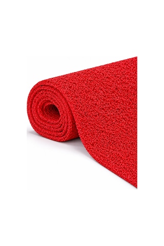 Hortumtech Kıvırcık Paspas Kir Tutucu Pvc Kapı Önü İç Dış Mekan Eko 12 Mm - Kırmızı 100 X 500 Cm