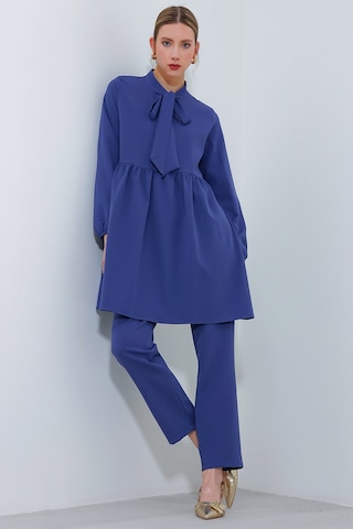 Kadın İndigo Örme Pantolon Tunik Alt Üst Takım 6654 6654bgd19-043-14815 001