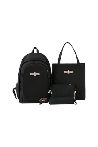 Geniş Kapasiteli Şık Ve Fonksiyonel Sırt Çantası, Okul Ve Günlük Kullanım İçin Pratik Dört Bölmeli Öğrenci Çantası, Minimalist Tasarım Siyah