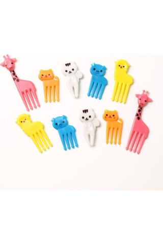 Aurora Hayvan Çocuk Mini Karikatür Meyve Çatalı Seti Çok Renkli