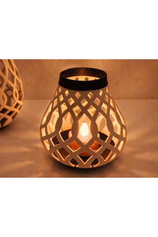 Twin Store 3d Baskı Modern Izgara Desenli Rüzgar Feneri Tealight Mumluk Dekoratif Mum Tutucu Bzstwın Çok Renkli