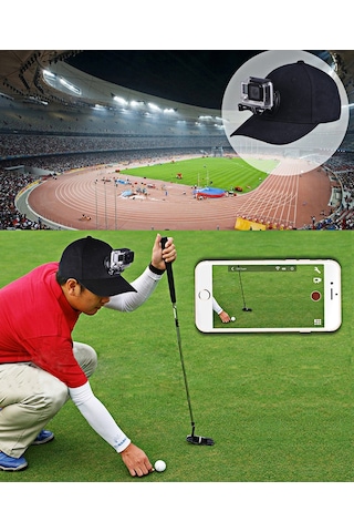 Cbtx Puluz Pu195 Gopro Aksesuarları Uyumlu Spor Kamera Şapkası Vidalı Ayarlanabilir Kapak Ve Gopro Kamera Uyumlu J Stent Taban - Kırmızı