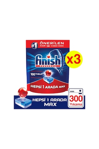 Finish Hepsi Bir Arada Max Bulaşık Makinesi Deterjanı 3 x 100 Tablet