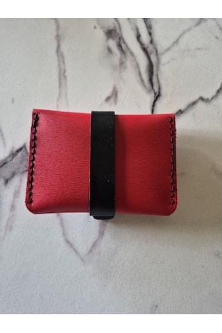 Gogo Bıttırıbızdık Cüzdan Kartlık Hakiki Deri El Yapımı Kırmızı - Siyah