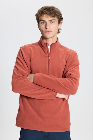 AC&Co / Altınyıldız Classics Anti-Pilling Tüylenme Yapmayan Bato Yaka Erkek Polar Sweatshirt Açık Kahverengi