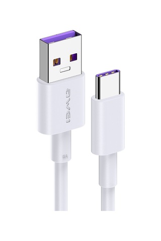 Awei Cl-77t 5a Usb Usb-c / Tip-c Arayüzü Akıllı Hızlı Şarj Tpe Veri Kablosu, Kablo Uzunluğu: 1m Beyaz
