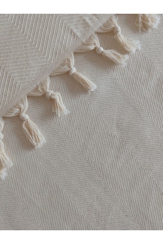 %100 Pamuk Koltuk Örtüsü - Çok Amaçlı Koltuk Şalı, Pike, Piknik Örtüsü-170x220cm Krem Krem