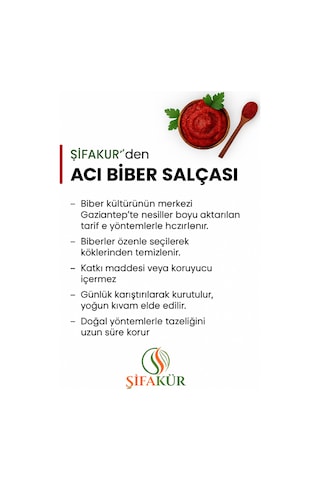 Şifakür Acı Biber Salçası Güneşte Kurutulmuş Gaziantep Yoğun Lezzet 5 Kg