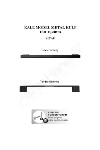 Kale Model Metal Lüks Mobilya Kulpu - Siyah Çift Delik Ölçülü Çekmece Dolap Kulpu Seçilen Ölçüden En Az 2 Adet Gönderilir Siyah 160/192mm