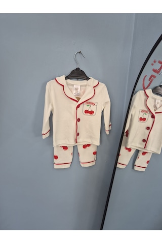 Güneş Kids Kız Bebek Pijama Takımı Beyaz