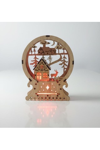 Lazer Kesim Masa Üstü Ledli Yılbaşı Süsü 15cm