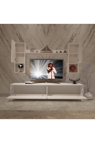 Decoraktiv Eko 5da Slm Std Retro Tv Ünitesi Tv Sehpası Beyaz
