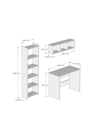 Tanmob Çalışma Masası Raflı Kitaplıklı Çam - Clm0302
