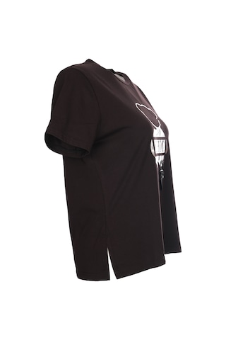 Ysatis Minimalist Oversize Kadın Bluz - Kısa Kol Yuvarlak Yaka Siyah