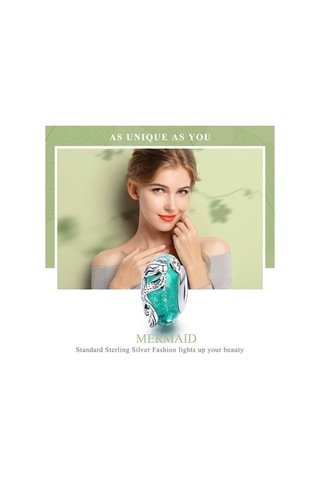 Fastbuy S925 Ayar Gümüş Yeşil Deniz Kızı Boncuk Dıy Bilezik, Renkli Cam Boncuklar Aksesuar Çok Renkli