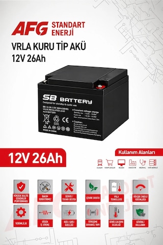 Sb Battery 12v 26ah Bakımsız Kuru Akü