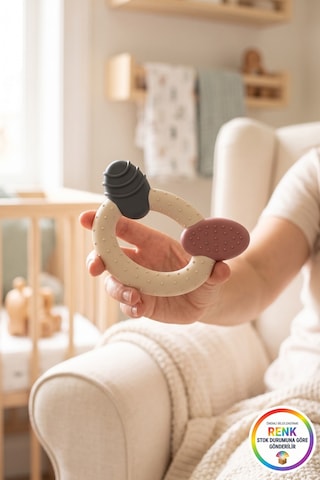 Bebek Diş Kaşıyıcı Dişeti Masajı Yapan Farklı Dokulu Silikon Kaşıma Halkası 8x6 Cm Çok Renkli