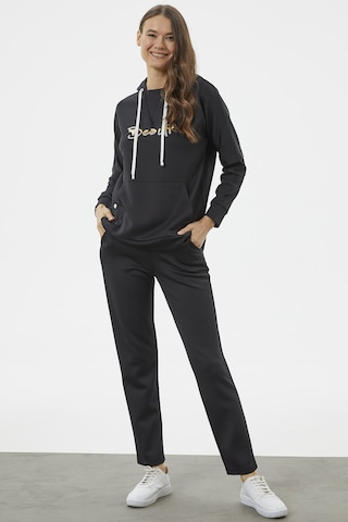 Kanguru Cepli Dalgıç Kumaş Eşofman Takım - Siyah 001