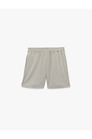 Koton Modal Karışımlı Cepli Beli Lastikli Spor Şort Gri Melanj 6sam40092nk