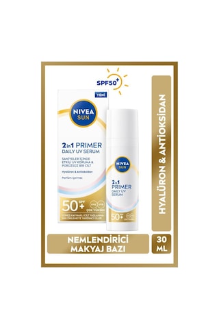 Sun Spf50 Primer Güneş Koruyucu Nemlendirici Makyaj Bazı 30ml, Hyaluron, Antioksidan