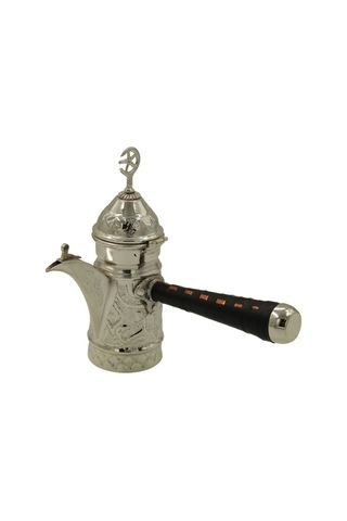 Gümüş Kaplama Nakışlı Bakır Mırra Cezve 18 Cm