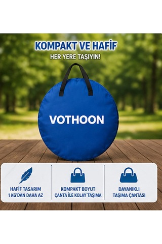 Otomatik Kabin Giyinme Çadırı 120x120x190 Cm Üst Havalandırma Yan Pencereli Duş & Wc Çadırı Mavi Çok Renkli