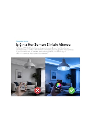 Şımart Akıllı Rgb Led Ampul Bluetooth 16m Renk, Ayarlanabilir Parlaklık Diğer