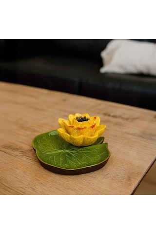 Evidea Deco Lotus Dekoratif Tabak - Sarı - 12 Cm