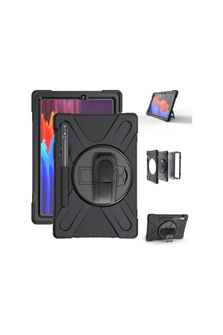 Samsung Uyumlu Galaxy Tab S7 Plus T970 Kılıf Defender Askılı Tam Koruma