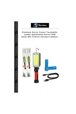 Premium Servis Feneri Taşınabilir Lamba Aydınlatma Gereci Usb Şarjlı Oto Tamirci Çalışma Lambası