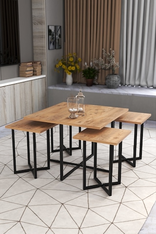 Retodesign Açelya Kare Orta Sehpa Ve 4 Zigon Sehpali Takim 5005