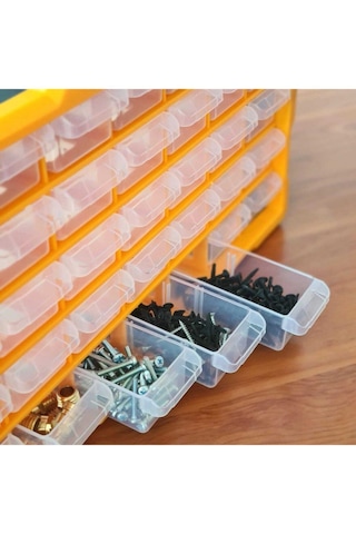 Asrın Super Bag Monoblok Çekmeceli Vida Boncuk Kutusu Organizer 26 Çekmece Vida Hobi Takım Çantası Sarı Asr6004 Monoblok