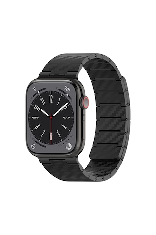 Movenchy - 973 - Apple Watch Uyumlu 45mm Carbon Steel Kordon - Csmo-tex - - Siyah