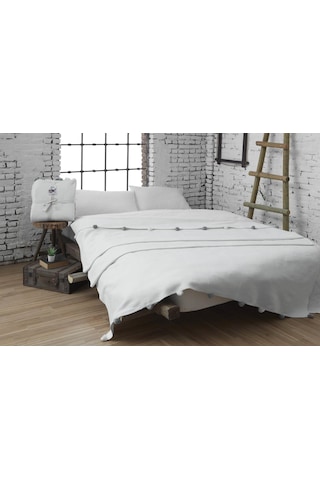 Aksu Tek Kişilik Ponponlu Pike Battaniye 150x200 Krem