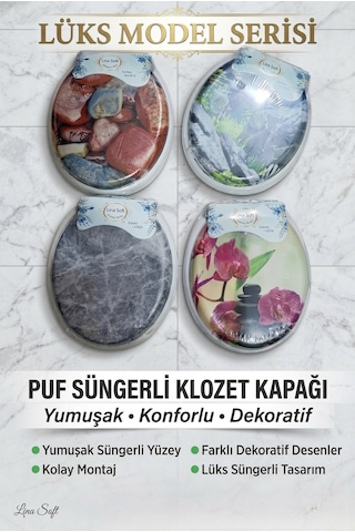 Lüks Puf Klozet Kapağı Kalın Süngerli Yumuşak Minderli Dekoratif Soğuk Önleyici Beyaz