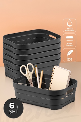 6'lı 2,8 Litre Delikli Saklama Kutusu Antrasit Antrasit