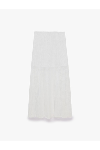 Koton Normal Bel Slim Fit Midi Dantel Etek Beyaz 6sak10067pk