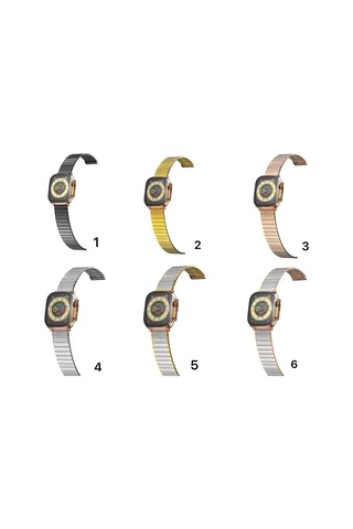 Apple Uyumlu Watch 42mm Made Metal Kordon - Gümüş-gold