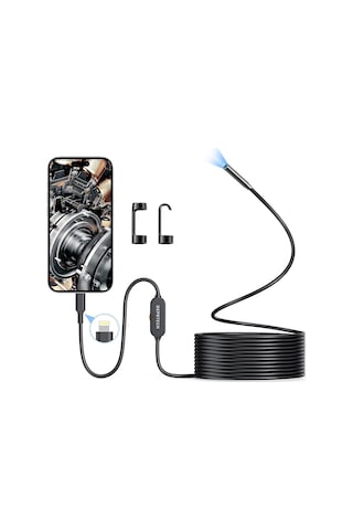 Depstech Işıklı Endoskop Kamerası - 5m Kablo 7mm İnce Prob - Siyah