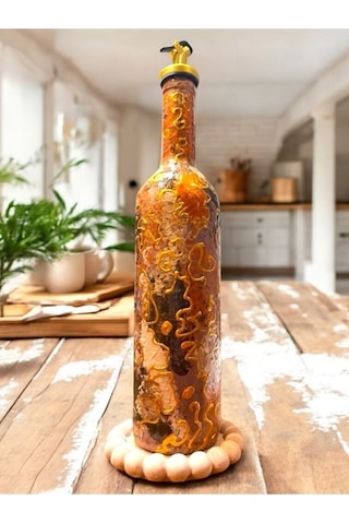 El Yapımı Altın Varaklı Yağdanlık Tasarım Sunum Standı İle Şık Mutfaklar Ve Sofralar Metalik