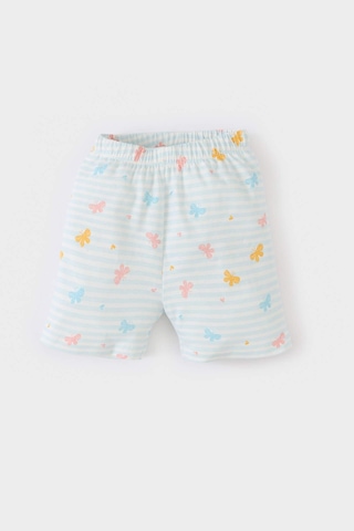 Defacto Kız Bebek Pijama Takımı Kelebek Desenli Kısa Kollu Penye Üst Beli Lastikli Şort E1550a525hsbe440 Mavi