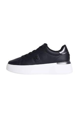 Tommy Hilfiger Kadın Metalik Detaylı Platform Tabanlı Kort Sneaker - Siyah Triple Black