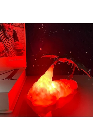 Springsun 3d Baskılı Çevre Dostu Pla Işık, Led Fener, 8-10 Saat Süre, Usb Şarjlı, Kreatif Dekoratif Alet Buz Ejderha Çok Renkli