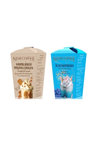 Nish Karamel Bisküvi Parçacıklı Çikolata, Blue Raspberry Aromalı Toz İçecek 2 Li Set 2x250 Gr 250 G