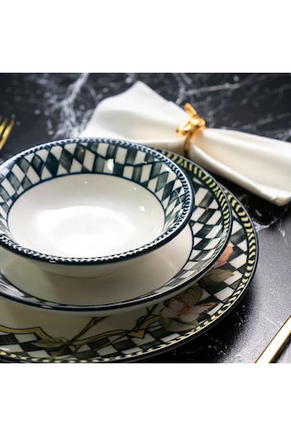 Miss Betty Bird 24 Parça 6 Kişilik Porselen Yemek Takımı Renkli